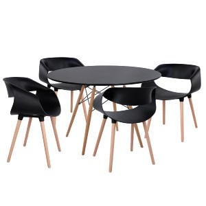 75031 ΣΕΤ ΤΡΑΠΕΖΑΡΙΑΣ 5ΤΜΧ MAGGIE HM21187 MDF TOP & ΠΟΛΥΠΡΟΠΥΛΕΝΙΟ ΣΕ ΜΑΥΡΟ ΧΡΩΜΑ