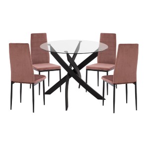 75033 ΣΕΤ ΤΡΑΠΕΖΑΡΙΑΣ 5ΤΜΧ LADY HM21199.02 ΓΥΑΛΙ--ΜΕΤΑΛΛΟ ΣΕ ΜΑΥΡΟ & ΒΕΛΟΥΔΟ ΣΑΠΙΟ ΜΗΛΟ