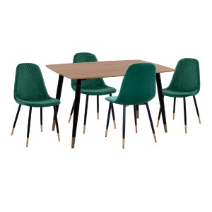 75042 ΣΕΤ ΤΡΑΠΕΖΑΡΙΑΣ 5ΤΜΧ ALIZA HM11196.03 MDF TOP-ΒΕΛΟΥΔΟ ΚΥΠΑΡΙΣΣΙ & ΜΕΤΑΛΛΟ ΜΑΥΡΟ