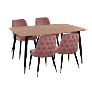 75049 ΣΕΤ ΤΡΑΠΕΖΑΡΙΑΣ 5ΤΜΧ JOLIE HM11198.02 MDF TOP-ΒΕΛΟΥΔΟ ΣΑΠΙΟ ΜΗΛΟ & ΜΕΤΑΛΛΟ ΜΑΥΡΟ