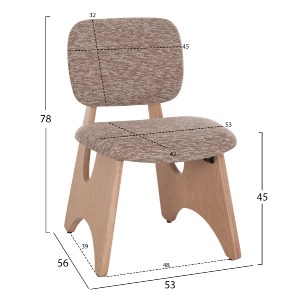 75052 ΚΑΡΕΚΛΑ ΤΡΑΠΕΖΑΡΙΑΣ BELLISI HM18248.01 ΚΑΦΕ ΥΦΑΣΜΑ-PLYWOOD ΧΡΩΜΑ ΔΡΥΟΣ 53x56x78Υεκ.
