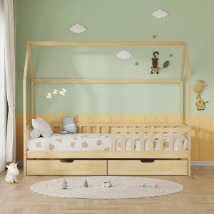 75071 ΚΡΕΒΑΤΙ ΠΑΙΔΙΚΟ ΜΕ ΣΥΡΤΑΡΙΑ PHYLLIS HM724.01 τ.MONTESSORI ΦΥΣΙΚΟ 196x97x161Υεκ.