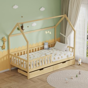 75071 ΚΡΕΒΑΤΙ ΠΑΙΔΙΚΟ ΜΕ ΣΥΡΤΑΡΙΑ PHYLLIS HM724.01 τ.MONTESSORI ΦΥΣΙΚΟ 196x97x161Υεκ.