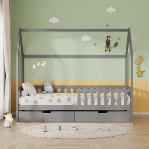 75078 ΚΡΕΒΑΤΙ ΠΑΙΔΙΚΟ ΜΕ ΣΥΡΤΑΡΙΑ PHYLLIS HM724.05 τ.MONTESSORI ΓΚΡΙ 196x97x161Υεκ.