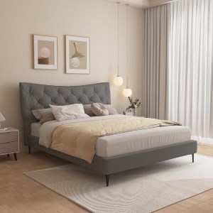 75087 ΚΡΕΒΑΤΙ ΔΙΠΛΟ JILL HM737.01 ΥΦΑΣΜΑ ΣΕ ΓΚΡΙ--ΓΙΑ ΣΤΡΩΜΑ 160x200εκ.