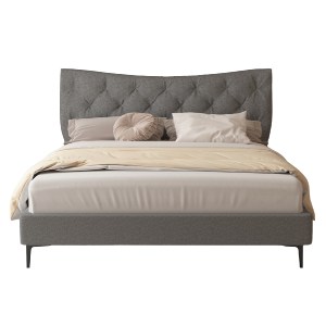 75087 ΚΡΕΒΑΤΙ ΔΙΠΛΟ JILL HM737.01 ΥΦΑΣΜΑ ΣΕ ΓΚΡΙ--ΓΙΑ ΣΤΡΩΜΑ 160x200εκ.