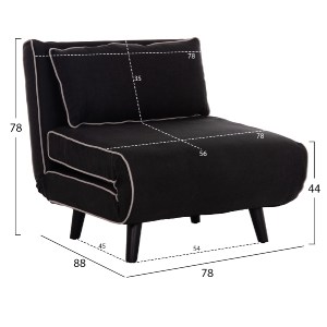 75146 ΠΟΛΥΘΡΟΝΑ ΚΡΕΒΑΤΙ BRAXTON HM8425.03 ΜΑΥΡΟ ΥΦΑΣΜΑ 78x88x78Υεκ.