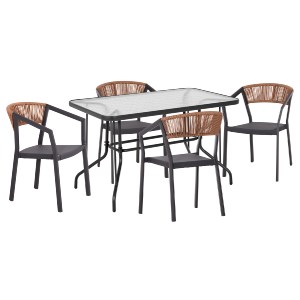 75151 ΣΕΤ ΤΡΑΠΕΖΑΡΙΑΣ 5ΤΜΧ ADAM HM21160 ΚΑΡΕΚΛΕΣ ΑΛΟΥΜΙΝΙΟΥ & ΤΡΑΠΕΖΙ 120x70 ΓΚΡΙ