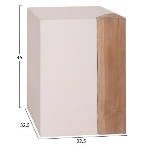 75231 ΒΟΗΘΗΤΙΚΟ ΤΡΑΠΕΖΙ LEIA HM18163.02 FIBER CEMENT ΛΕΥΚΟ-ΞΥΛΟ TEAK 32.5x32.5x46Υεκ.