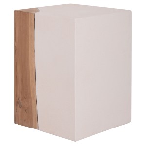 75231 ΒΟΗΘΗΤΙΚΟ ΤΡΑΠΕΖΙ LEIA HM18163.02 FIBER CEMENT ΛΕΥΚΟ-ΞΥΛΟ TEAK 32.5x32.5x46Υεκ.