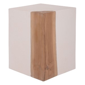 75231 ΒΟΗΘΗΤΙΚΟ ΤΡΑΠΕΖΙ LEIA HM18163.02 FIBER CEMENT ΛΕΥΚΟ-ΞΥΛΟ TEAK 32.5x32.5x46Υεκ.