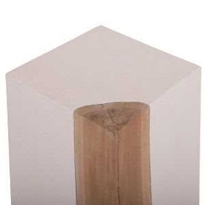 75231 ΒΟΗΘΗΤΙΚΟ ΤΡΑΠΕΖΙ LEIA HM18163.02 FIBER CEMENT ΛΕΥΚΟ-ΞΥΛΟ TEAK 32.5x32.5x46Υεκ.