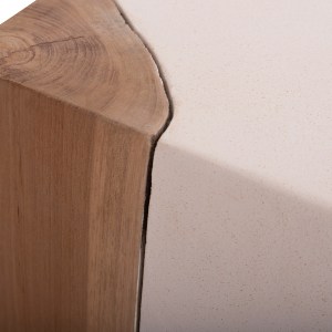 75231 ΒΟΗΘΗΤΙΚΟ ΤΡΑΠΕΖΙ LEIA HM18163.02 FIBER CEMENT ΛΕΥΚΟ-ΞΥΛΟ TEAK 32.5x32.5x46Υεκ.