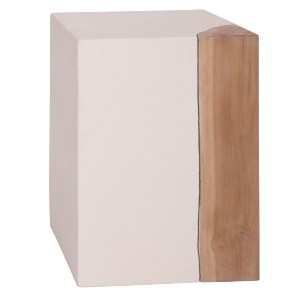 75231 ΒΟΗΘΗΤΙΚΟ ΤΡΑΠΕΖΙ LEIA HM18163.02 FIBER CEMENT ΛΕΥΚΟ-ΞΥΛΟ TEAK 32.5x32.5x46Υεκ.
