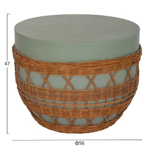 75232 ΤΡΑΠΕΖΙ ΣΑΛΟΝΙΟΥ VILHENA HM18165 FIBER CEMENT ΠΡΑΣΙΝΟ-RATTAN ΦΥΣΙΚΟ Φ56x47Υεκ.