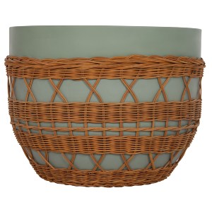 75232 ΤΡΑΠΕΖΙ ΣΑΛΟΝΙΟΥ VILHENA HM18165 FIBER CEMENT ΠΡΑΣΙΝΟ-RATTAN ΦΥΣΙΚΟ Φ56x47Υεκ.