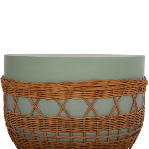 75232 ΤΡΑΠΕΖΙ ΣΑΛΟΝΙΟΥ VILHENA HM18165 FIBER CEMENT ΠΡΑΣΙΝΟ-RATTAN ΦΥΣΙΚΟ Φ56x47Υεκ.