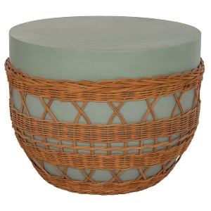75232 ΤΡΑΠΕΖΙ ΣΑΛΟΝΙΟΥ VILHENA HM18165 FIBER CEMENT ΠΡΑΣΙΝΟ-RATTAN ΦΥΣΙΚΟ Φ56x47Υεκ.