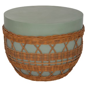 75232 ΤΡΑΠΕΖΙ ΣΑΛΟΝΙΟΥ VILHENA HM18165 FIBER CEMENT ΠΡΑΣΙΝΟ-RATTAN ΦΥΣΙΚΟ Φ56x47Υεκ.