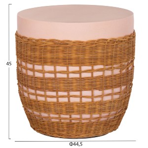 75234 ΒΟΗΘΗΤΙΚΟ ΤΡΑΠΕΖΙ VILHENA HM18166 FIBER CEMENT ΡΟΖ-RATTAN ΦΥΣΙΚΟ Φ44.5x45Υεκ.