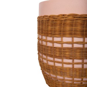 75234 ΒΟΗΘΗΤΙΚΟ ΤΡΑΠΕΖΙ VILHENA HM18166 FIBER CEMENT ΡΟΖ-RATTAN ΦΥΣΙΚΟ Φ44.5x45Υεκ.