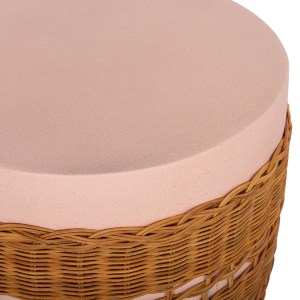 75234 ΒΟΗΘΗΤΙΚΟ ΤΡΑΠΕΖΙ VILHENA HM18166 FIBER CEMENT ΡΟΖ-RATTAN ΦΥΣΙΚΟ Φ44.5x45Υεκ.