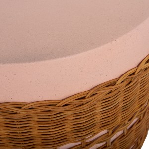 75234 ΒΟΗΘΗΤΙΚΟ ΤΡΑΠΕΖΙ VILHENA HM18166 FIBER CEMENT ΡΟΖ-RATTAN ΦΥΣΙΚΟ Φ44.5x45Υεκ.