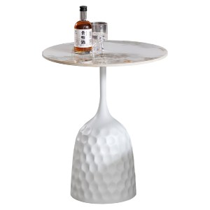 75348 ΤΡΑΠΕΖΙ ΣΑΛΟΝΙΟΥ LONGSTEM HM18317.01 ΒΑΣΗ ΛΕΥΚΗ--SINTERED STONE CALACATA GOLD Φ50