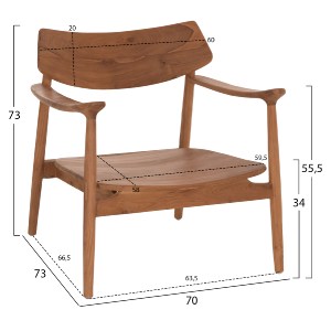75483 ΠΟΛΥΘΡΟΝΑ LOUNGE RANGER HM18255.01 ΞΥΛΟ TEAK ΣΕ ΦΥΣΙΚΟ 70x73x73Υεκ.
