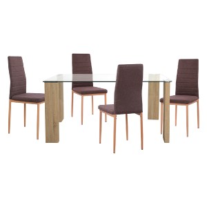 75484 ΣΕΤ ΤΡΑΠΕΖΑΡΙΑΣ 5ΤΜΧ LADY HM11595 ΓΥΑΛΙ--ΜΕΤΑΛΛΟ--MDF ΣΕ SONAMA & ΚΑΦΕ ΥΦΑΣΜΑ