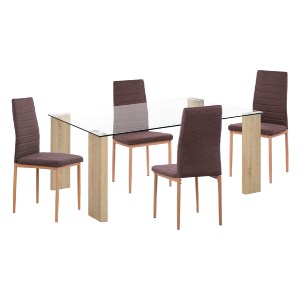 75484 ΣΕΤ ΤΡΑΠΕΖΑΡΙΑΣ 5ΤΜΧ LADY HM11595 ΓΥΑΛΙ--ΜΕΤΑΛΛΟ--MDF ΣΕ SONAMA & ΚΑΦΕ ΥΦΑΣΜΑ