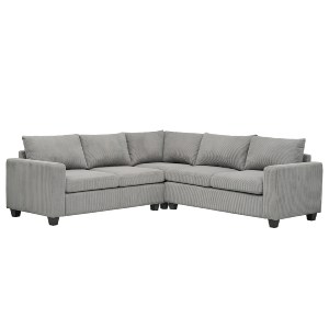 75496 ΓΩΝΙΑΚΟΣ ΚΑΝΑΠΕΣ CALDER HM3286.01 ΓΚΡΙ ΥΦΑΣΜΑ 254x254x90(κάθισμα)x91Υεκ.