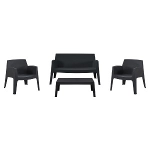 75562 ΣΕΤ LOUNGE 4ΤΜΧ SLEEK HM21275.02 ΜΑΥΡΟ ΠΟΛΥΠΡΟΠΥΛΕΝΙΟ