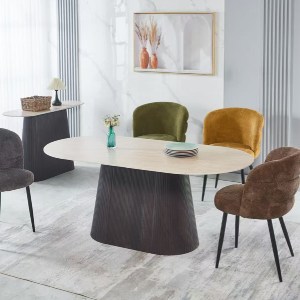 75588 ΤΡΑΠΕΖΙ ΟΒΑΛ CATER HM18320 ΚΕΡΑΜΙΚΟ TOP ΟΨΗ ΤΡΑΒΕΡΤΙΝΑΣ-MDF ΒΑΣΗ 188x98x78Υεκ