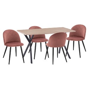 75599 ΣΕΤ ΤΡΑΠΕΖΑΡΙΑΣ 5ΤΜΧ ALARICK HM21277 MDF TOP-ΒΕΛΟΥΔΟ ΣΑΠΙΟ ΜΗΛΟ & ΜΕΤΑΛΛΟ ΜΑΥΡΟ