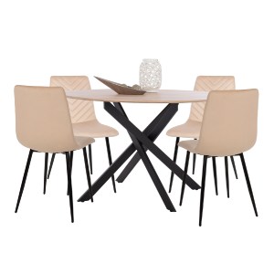 75600 ΣΕΤ ΤΡΑΠΕΖΑΡΙΑΣ 5ΤΜΧ ROSARIO HM21278 MDF TOP ΣΤΡΟΓΓΥΛΟ-ΒΕΛΟΥΔΟ ΕΚΡΟΥ & ΜΕΤΑΛΛΟ