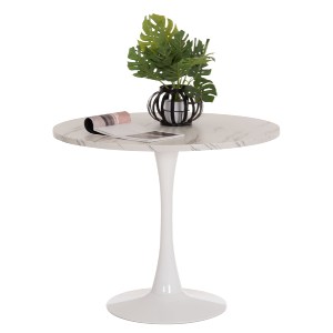 75610 ΤΡΑΠΕΖΙ ΤΡΑΠΕΖΑΡΙΑΣ ROLLO HM9421.11 ΣΤΡΟΓΓΥΛΟ WHITE MARBLE Φ90x74Υεκ.