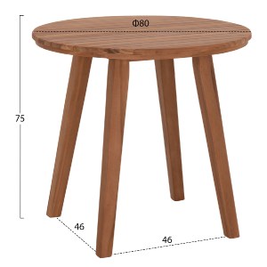 75644 TΡΑΠΕΖΙ ΤΡΑΠΕΖΑΡΙΑΣ ΣΤΡΟΓΓΥΛΟ DANTE HM6379 ΞΥΛΟ TEAK Φ80x75Υεκ.