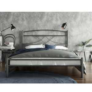 alpha-CHI-250003-856 ΚΡΕΒΑΤΙ ΗΜΙΔΙΠΛΟ EMMA ΜΕΤΑΛΛΙΚΟ ΑΣΗΜΙ ΣΦΥΡΙΛΑΤΟ 140X200CM