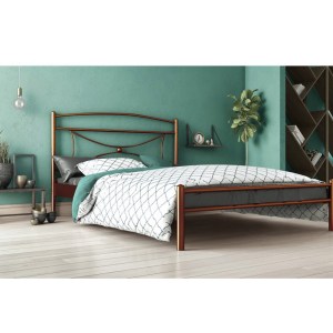 alpha-CHI-253005-864 ΚΡΕΒΑΤΙ ΔΙΠΛΟ FIONA ΜΕΤΑΛΛΙΚΟ ΚΑΦΕ ΣΦΥΡΙΛΑΤΟ 160X200CM