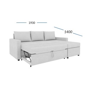 alpha-GR-10235-1-1756007 CONCEPT ΓΩΝΙΑΚΟΣ ΚΑΝΑΠΕΣ ΚΡΕΒΑΤΙ ΜΕ ΑΝΑΣΤΡΕΨΙΜΗ ΓΩΝΙΑ & ΑΠΟΘΗΚΕΥΤΙΚΟ ΧΩΡΟ ΜΠΕΖ 218X153X80CM