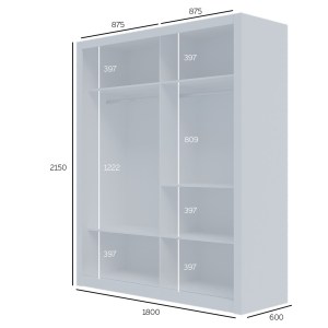 alpha-GR-REFLMIR-1-2957414 ΝΤΟΥΛΑΠΑ REFLEX ΛΕΥΚΗ ΜΕ ΚΑΘΡΕΦΤΗ 180X60X215CM