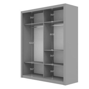 alpha-GR-REFLMIR-3-2957421 ΝΤΟΥΛΑΠΑ REFLEX ΓΚΡΙ ΜΕ ΚΑΘΡΕΦΤΗ 180X60X215CM