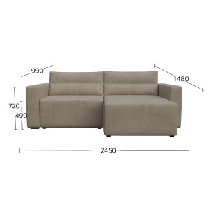 alpha-GR-SILV-M01-2957233 SILVER ΓΩΝΙΑΚΟΣ ΚΑΝΑΠΕΣ ΚΡΕΒΑΤΙ ΜΕ ΑΝΑΣΤΡΕΨΙΜΗ ΓΩΝΙΑ ΜΠΕΖ 245X148X94CM