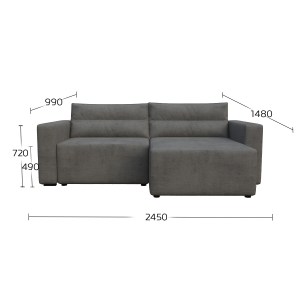 alpha-GR-SILV-M14-2957267 SILVER ΓΩΝΙΑΚΟΣ ΚΑΝΑΠΕΣ ΚΡΕΒΑΤΙ ΜΕ ΑΝΑΣΤΡΕΨΙΜΗ ΓΩΝΙΑ ΓΚΡΙ 245X148X94CM