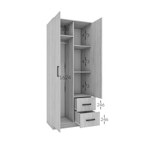 alpha-GR-SIM2D2DR-1-2957757 ΝΤΟΥΛΑΠΑ ΔΙΦΥΛΛΗ ΜΕ ΣΥΡΤΑΡΙΑ SIMPLE ΛΕΥΚΗ 80X52X205CM
