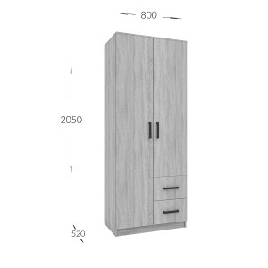 alpha-GR-SIM2D2DR-2-2957760 ΝΤΟΥΛΑΠΑ ΔΙΦΥΛΛΗ ΜΕ ΣΥΡΤΑΡΙΑ SIMPLE ΓΡΑΦΙΤΗΣ 80X52X205CM