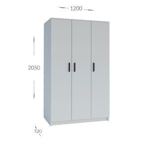 alpha-GR-SIM3D-1-817015 ΝΤΟΥΛΑΠΑ ΤΡΙΦΥΛΛΗ SIMPLE ΛΕΥΚΗ 120X52X205CM
