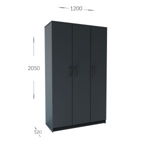 alpha-GR-SIM3D-2-817017 ΝΤΟΥΛΑΠΑ ΤΡΙΦΥΛΛΗ SIMPLE ΓΡΑΦΙΤΗΣ 120X52X205CM