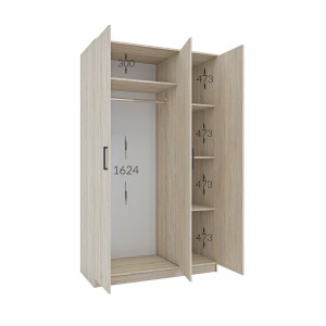 alpha-GR-SIM3D-817020 ΝΤΟΥΛΑΠΑ ΤΡΙΦΥΛΛΗ SIMPLE ΣΟΝΟΜΑ 120X52X205CM